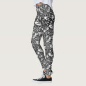 Art Nouveau Bird & Flower Tapestry, Black & White Leggings (Links)