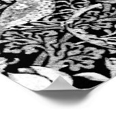 Art Nouveau Bird & Flower Tapestry, Black & White Poster (Hoek)