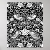 Art Nouveau Bird & Flower Tapestry, Black & White Poster (Voorkant)