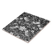 Art Nouveau Bird & Flower Tapestry, Black & White Tegeltje (Zijkant)