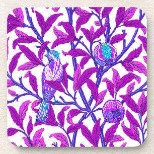 Art Nouveau Bird & Pomegranate, Amethyst Paars Bier Onderzetter