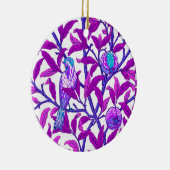 Art Nouveau Bird & Pomegranate, Amethyst Paars Keramisch Ornament (Rechts)