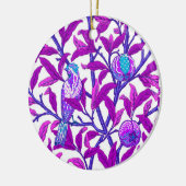 Art Nouveau Bird & Pomegranate, Amethyst Paars Keramisch Ornament (Links)