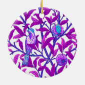 Art Nouveau Bird & Pomegranate, Amethyst Paars Keramisch Ornament (Achterkant)