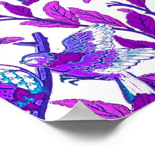 Art Nouveau Bird & Pomegranate, Amethyst Paars Poster (Hoek)