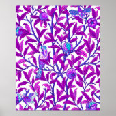 Art Nouveau Bird & Pomegranate, Amethyst Paars Poster (Voorkant)
