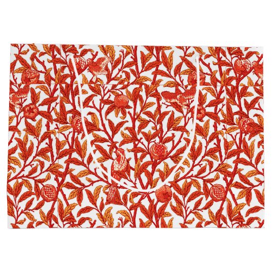 Art Nouveau Bird & Pomegranate, Mandarijns Oranje Groot Cadeauzakje (Achterkant)