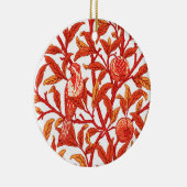 Art Nouveau Bird & Pomegranate, Mandarijns Oranje Keramisch Ornament (Rechts)