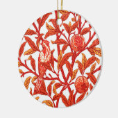 Art Nouveau Bird & Pomegranate, Mandarijns Oranje Keramisch Ornament (Links)