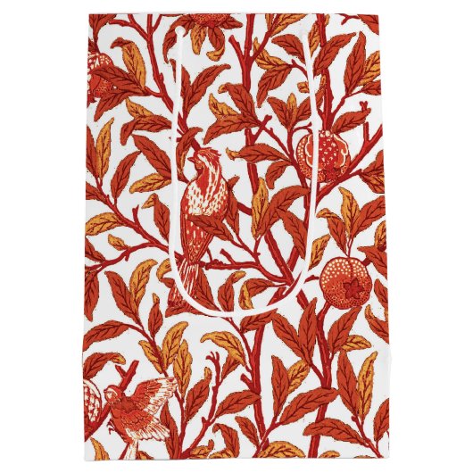 Art Nouveau Bird & Pomegranate, Mandarijns Oranje Medium Cadeauzakje (Achterkant)