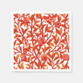 Art Nouveau Bird & Pomegranate, Mandarijns Oranje Servetten (Voorkant)