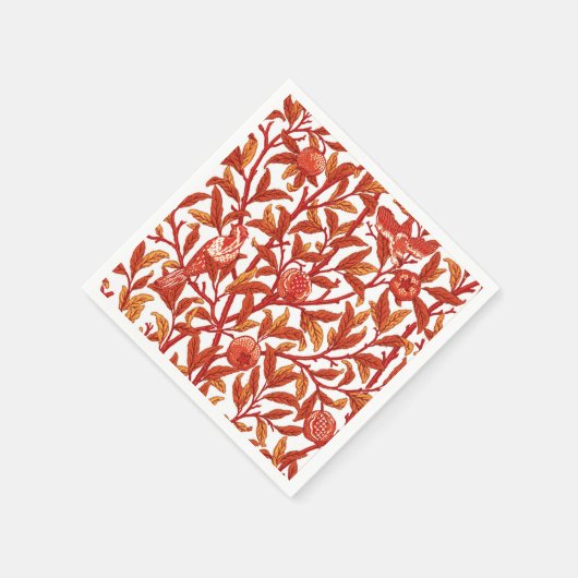 Art Nouveau Bird & Pomegranate, Mandarijns Oranje Servetten (Hoek)