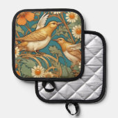 Art Nouveau Birds and Flowers Pot Holder Pannenlap (Voorkant / Achterkant)