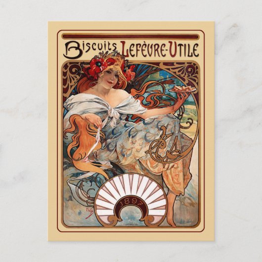 Art Nouveau - Biscuits Lefeure - Utile Briefkaart (Voorkant)