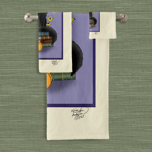 Art Nouveau Black Cat Bad Handdoek