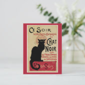art nouveau black cat briefkaart (Staand voorkant)