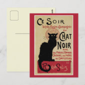 art nouveau black cat briefkaart (Voorkant / Achterkant)
