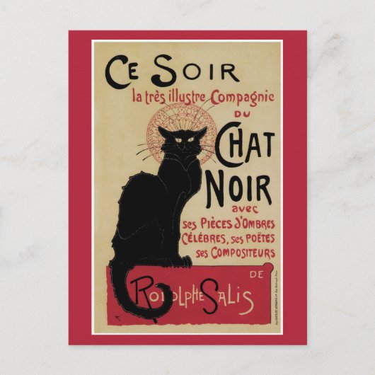 art nouveau black cat briefkaart (Voorkant)