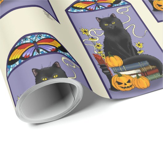 Art Nouveau Black Cat Cadeaupapier (Rol Hoek)