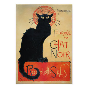 Art Nouveau Black Cat Foto Afdruk