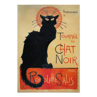 Art Nouveau Black Cat Foto Afdruk