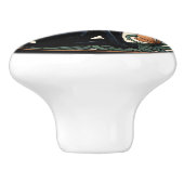 Art Nouveau Black Cat Keramische Knop (Zijkant)