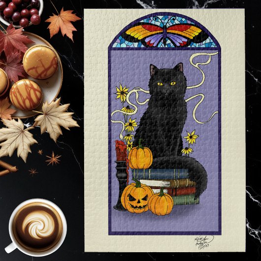 Art Nouveau Black Cat Legpuzzel