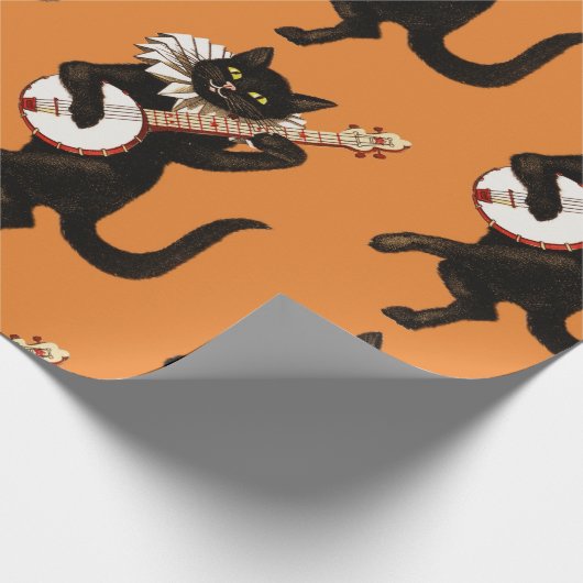 ART NOUVEAU BLACK CAT MATTE Wrapping Paper Cadeaupapier (Hoek)