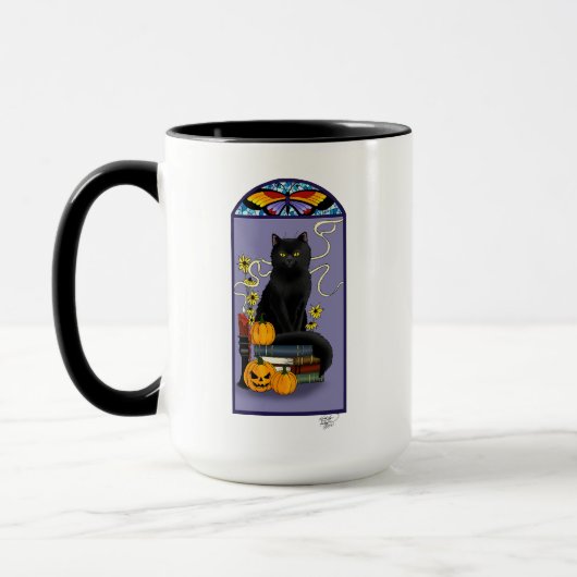 Art Nouveau Black Cat Mok (Links)