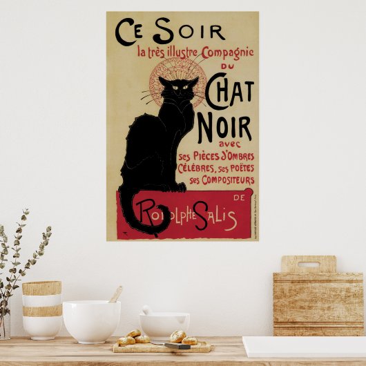  art nouveau black cat poster (Keuken)