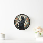 Art Nouveau Black Cat Ronde Klok (Huis)