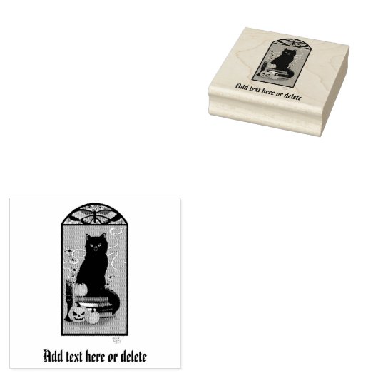 Art Nouveau Black Cat Rubberstempel (Gestempeld)