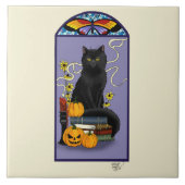 Art Nouveau Black Cat Tegeltje (Voorkant)