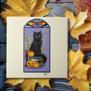 Art Nouveau Black Cat Tegeltje