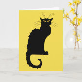 Art Nouveau Black Cat Wenskaart Kaart (Gele Bloem)