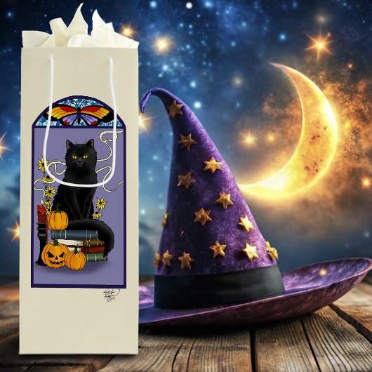Art Nouveau Black Cat Wijn Cadeautas