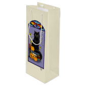 Art Nouveau Black Cat Wijn Cadeautas (Voorkant Gekanteld)