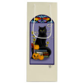 Art Nouveau Black Cat Wijn Cadeautas (Voorkant)
