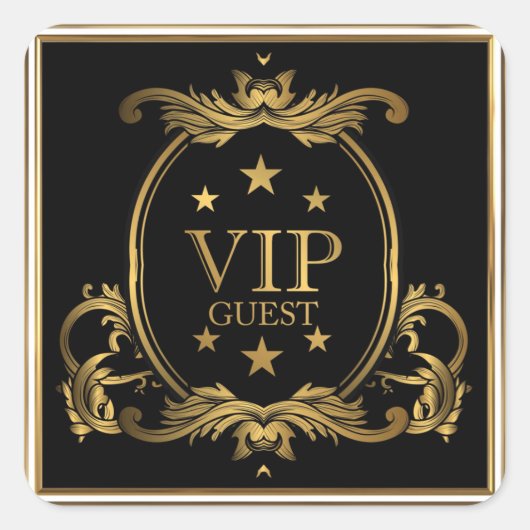 Art Nouveau Black en Gold Royal VIP Wedding Vierkante Sticker (Voorkant)