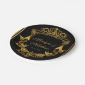 Art Nouveau Black en Gold Royal Wedding Papieren Bordje (Gekanteld)