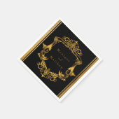 Art Nouveau Black en Gold Royal Wedding Servet (Hoek)