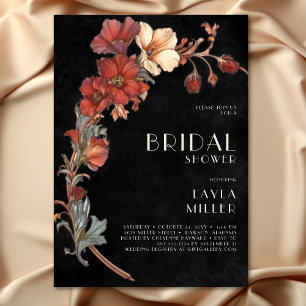  Art Nouveau Black Floral Vrijgezellenfeest Kaart