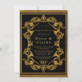 Art Nouveau Black Gold Royal Couples Shower (Voorkant)