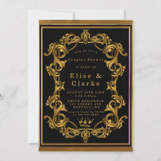 Art Nouveau Black Gold Royal Couples Shower (Voorkant)