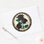 Art Nouveau Black Rozen Roos #3 Ronde Sticker (Envelop)
