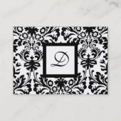ART NOUVEAU BLACK WHITE DAMASK SQUARE MONOGRAM VISITEKAARTJE (Achterkant)