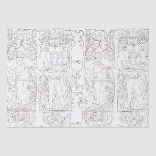 Art Nouveau Black White Koks Boys Decoupage Tissuepapier (Voorkant)