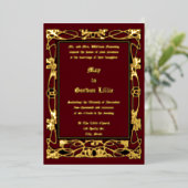  Art Nouveau Bladgroen Border Bruiloft Folie Uitnodiging (Staand Voorkant)