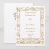 Art Nouveau Bladgroen Border Bruiloft Kaart (Voorkant / Achterkant)