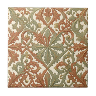 Art Nouveau bladscroll terracotta saliepatroon Tegeltje